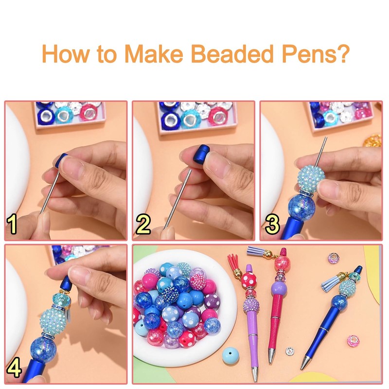 Beadthoven 12pcs Plastic Beadable Pens Set Beaded Ballpoint Pens Leopard