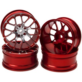 4Pcs Vgoohobby Aluminum Wheel Rims 12mm Hex Hub Width 26mm Compatible with 1/10 Tamiya TT-01 Kyosho RedCat Sakura HSP HPI 1/10 On-Road Racing Touring RC Drift Car (Red)