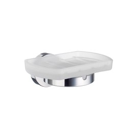 SMEDBO Holder with Glass Soap Dish, Polished Chrome HK342 Home Holder with Glass Soap Dish, Silver, 5.2 x 10 x 17 cm