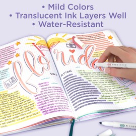 Zebra - Juego de resaltadores de doble punta Mildliner con punta de cincel y punta de bala, ideal para resaltar la Biblia, sin sangrar, varios colores de tinta suave, paquete de 5 (78705)