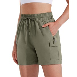 MASKERT Pantalones cortos cargo de senderismo para mujer, de secado rápido, pantalones cortos de golf atléticos de 5 pulgadas, ligeros, para correr, verano, Salvia Plateada Con Bolsillo Cargo, XXL