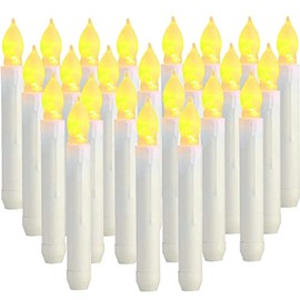 Luz de vela LED, 24 piezas de velas cónicas LED sin llama que funcionan con pilas para bodas, cumpleaños, iglesias, decoraciones para fiestas