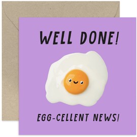 Old English Co. Hilarious Well Done Card for Him or Her - Whitty Egg Pun Congratulations Card for Men or Women - Card for Exam Results, University, Driving Test, New Job | Blank Inside with Envelope