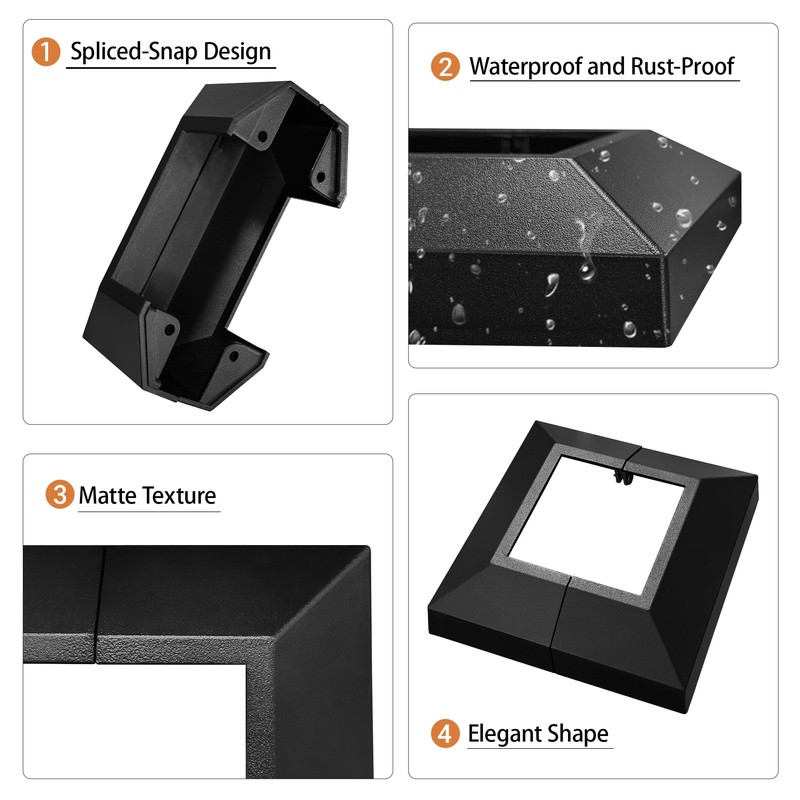 Deck Post Skirt Trim 3X3IN Black, 2 Pack Aluminum Porch