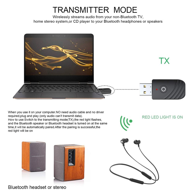 3 in 1 Bluetooth 5,0 Sender und Empfänger 3.5mm, USB