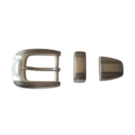 Mdream Nickel Western Cowboy Belt Buckle Set of 3 - Stylish - Fits 1" Belt