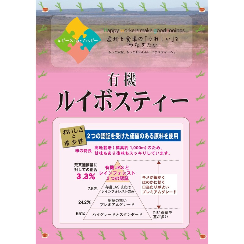 Kokutaro Organic RA Organic Rooibos Tea Bag for Pots, 34P