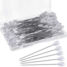 100Pcs Sewing Pins,Buttonhole Pins,54mm Long White Pearl Buttons Hole Straight Pin Accessories Apply for Sewing Bridal Dresses,Wedding Boutonniere, Artificial Flower,Diy Corsage,Jewelry Decoratioan
