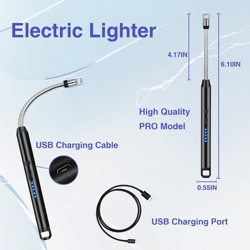 2 PCS Candle Lighter, Electric Lighter Arc Windproof Flameless with