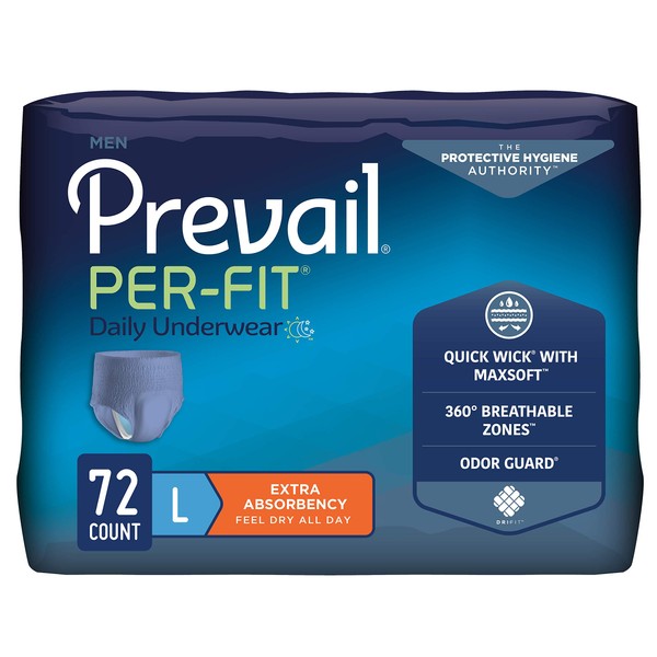 Prevail Proven | Large Pull-Up | Men's Per-Fit Incontinence Protective Underwear | Extra Absorbency | 72 Count