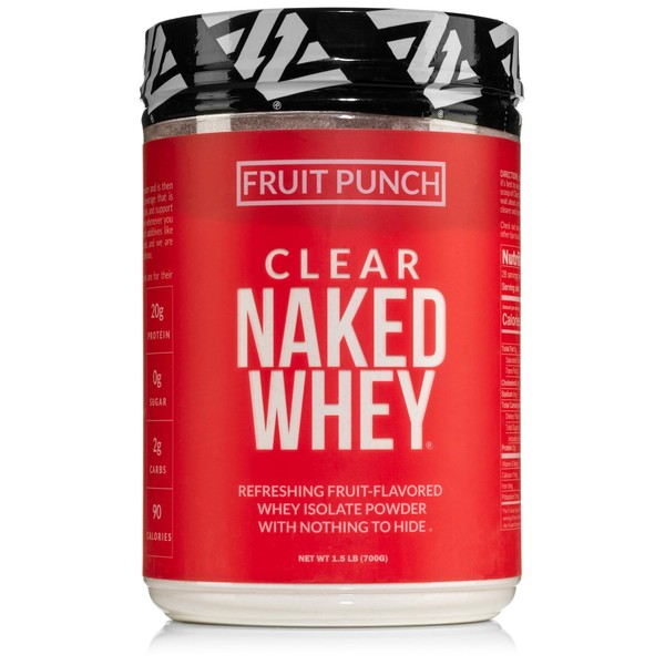 NAKED nutrition Clear Naked Whey Protein Isolate, Fruit Punch, Iso Protein Powder, No Gmos Or Artificial Sweeteners, Gluten-Free, Soy-Free - 28 Servings