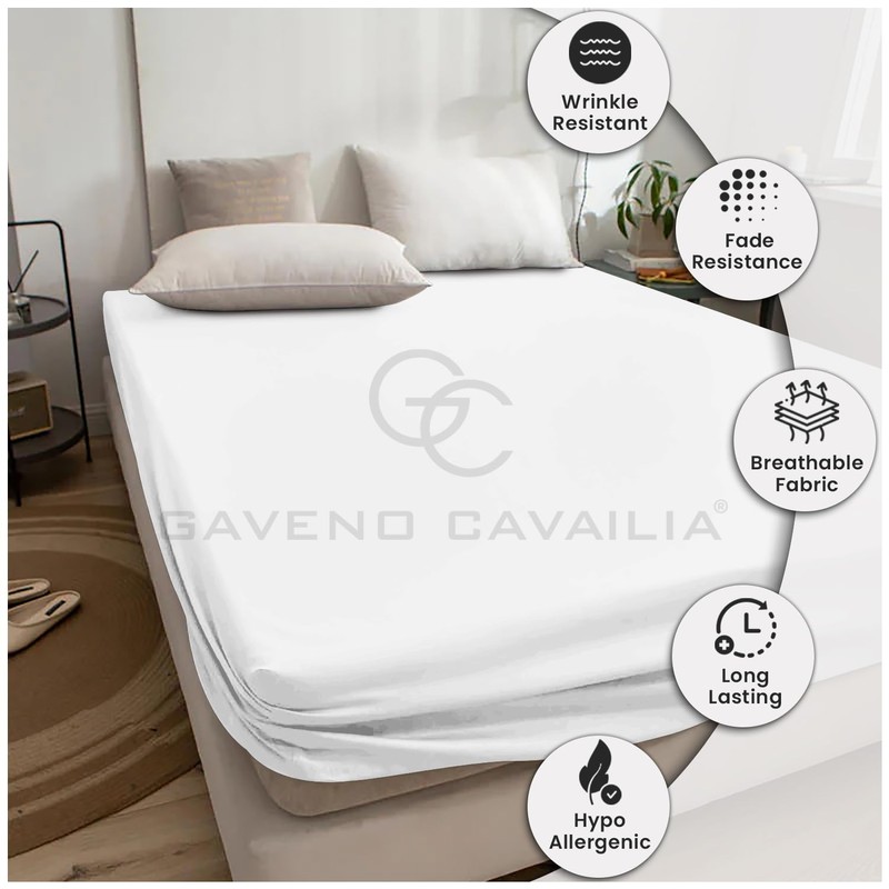 Comfy King Fitted Sheet, Wrinkle Free Plain Bedding Percale Fitted