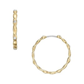 Fossil Sutton Evil Eye JF04816710 Women's Stainless Steel Gold Hoop Earrings, Stainless Steel, No Gemstone