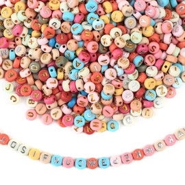 Letter Beads for Threading, 1000 Pieces A-Z Letter Beads Set, Colourful Acrylic Beads, Letters for Threading for Bracelets, Pendants, Necklaces, Jewellery, DIY Making, Gold + Silver