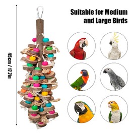Parrot Toys for Large Birds, Multicolored Wooden Blocks Bird Chewing Toy Parrot Cage Bite Toy or Macaws Cokatoos African Grey and Large Medium Parrot Birds