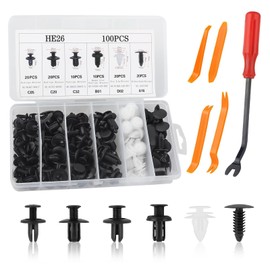 100PCS Car Bumper Clips Kit Include OEM#01553-0038U,0G032-50037-A,91503-S25-003,6 Sizes Bumper Car Clips with 5*Trim Removal Tool,Plastic Rivets Compatible with Hyundai Toyota Honda