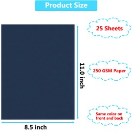 25 Sheets Navy Blue Cardstock Paper 8.5 x 11 inches, 250 GSM/92 lb Thick Cardstock for DIY Cards, Invitations, Blue Card Stock Printer Paper Construction Paper Cardboard Paper for Crafts