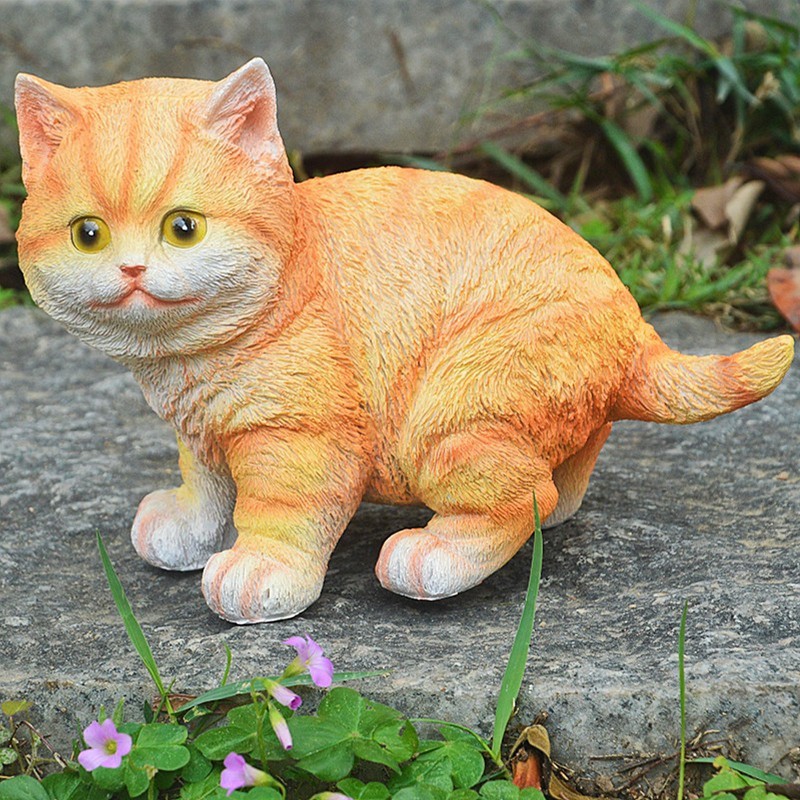 Outdoor Garden Decor Cat Statues Kitten Ornaments Gardening Decorations Gardening