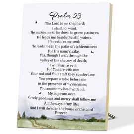 Christian Psalm 23 Bible Verse Printed Wood Plaque Sign Hanging, The Lord Is My Shepherd Wall Art, Scripture Gifts For Women Mom Friend, Motivational Desk Decor For Home Office Bedroom Living Room -06