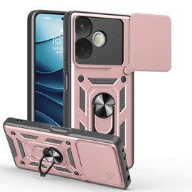 Ezydigitals Case for Oppo A5 Pro 5G CamShield Lens Protection Ring Kickstand Case + Screen Protector - Rose Gold