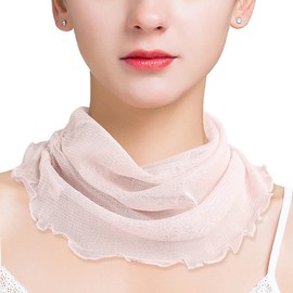 QinTian Silk Neck Warmer, Scarf, UV Protection, Goods, Neck Cover, UV Protection, UV Protection, For Women, Sunshade, Neck Warmer, Silk Gift, Birthday Gift, No.8 Beige