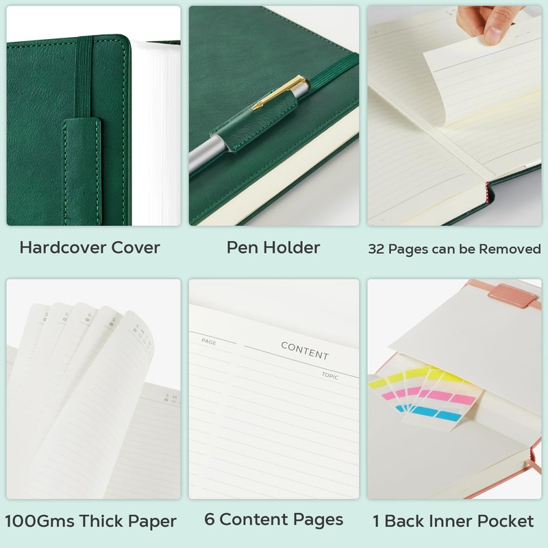 NIRMIRO A5 Notebook, Hardback Lined Journal Notebook Notepad for Writing