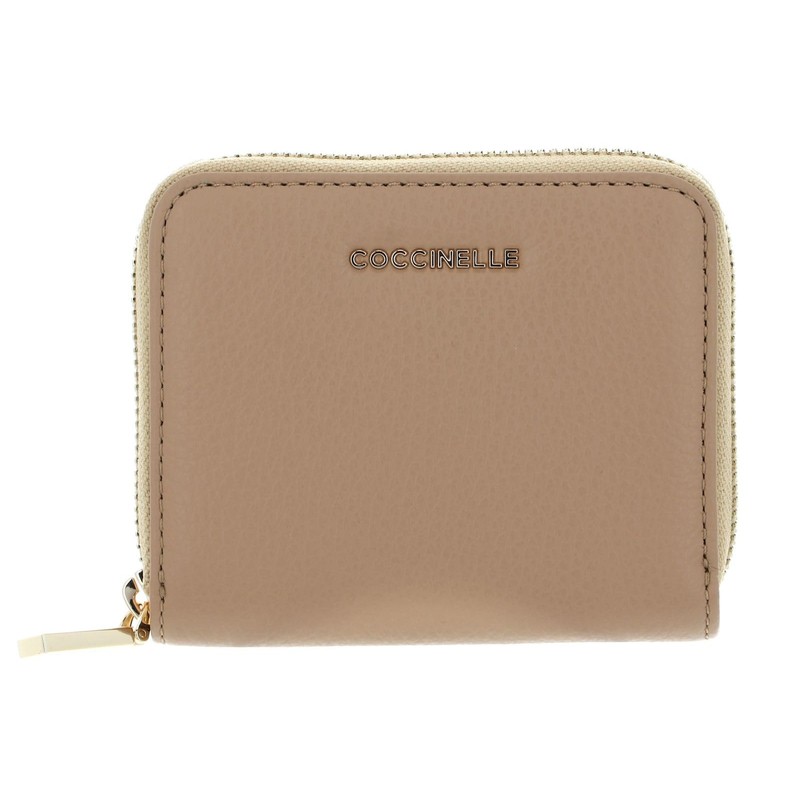 Coccinelle Metallic Soft Leather Zip Around Wallet Fresh Beige, Fresh