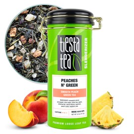 Tiesta Tea - Peaches N’ Green, Loose Leaf, Smooth Peach Green Tea, Premium Blend, Medium Caffeinated, Make Hot or Iced & Brews Up to 50 Cups, 5 Ounce Refillable Tin