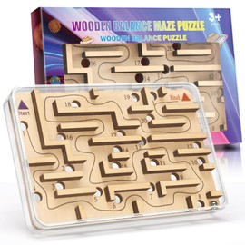 Handheld Maze Balance Board Games for Kids & Adults - Challenging Wooden Marble Games Fidget Toys for Teen Boys - Fun Puzzle Board Activities for Travel Stocking Stuffer Party Favor for Kids Ages 6+