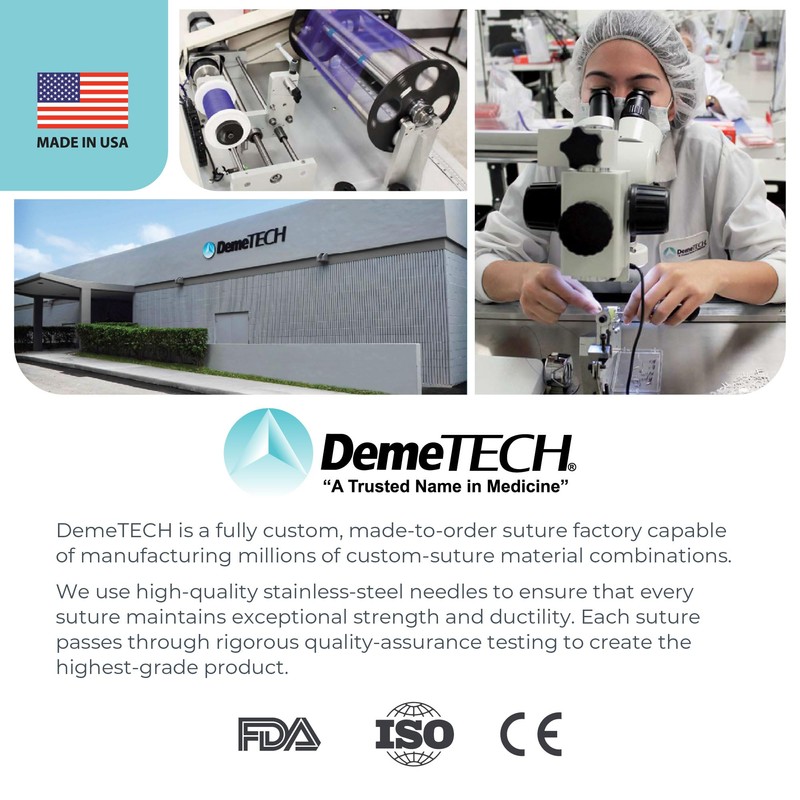 DEMETECH DemeGUT Absorbable Chromic Catgut Suture, DFS-2, 19mm, 3/8 Circle,