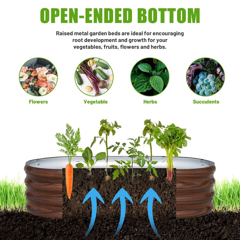 SnugNiture Galvanized Raised Garden Bed, 4x2x1ft Oval Metal Planter Box