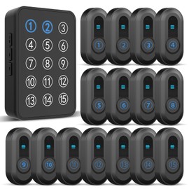 Wireless Caregiver Pager Panic Button 500Ft Range with LED Personal Alarms Call Bell Panic Alarm Call Button for Elderly/Patient/Disabled (15 Waterproof Call Button & 1 Receiver)