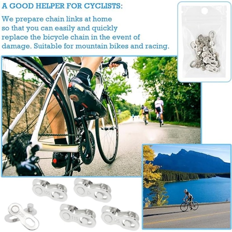 Bicycle Chain Quick Link Connector Set, 5 Pairs, Compatible with