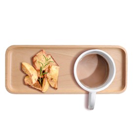 HOMKULA Rubber Wood Serving Platters and Trays - 14" x 5.5" Wooden Mini Charcuterie Boards, Small Cheese Board, Rectangle Wooden Tray for Kitchen Counter, Home Decor, Bathroom 2 Pack