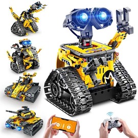 Robot Toys for Kids | 520 PCS App & Remote Control Robotics Kit | 5-in-1 RC Wall Robot, Engineer Robot & Dinosaur Building Toy | Gift Ages 6+