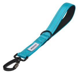 WEEEIES Reflective Short Dog Leash with Adjustable Collar - Durable Nylon with Padded Handle and Neoprene Liner for Medium to Large Dogs (Blue)