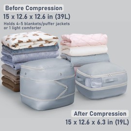 DIMJ Compression Storage Bags 6 Pack - Blanket Storage Bags with Window Zipper, Ultra Space Saving Self Compression Organizer for Puffer Jacket, Bedding, Lightweight Comforter Duvet, Sweater, Sheet