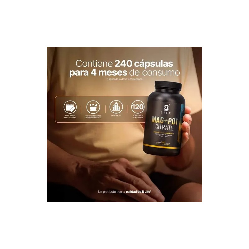 Citrato De Magnesio/potasio 240 Caps. Mag+pot Citrate B Life Sabor
