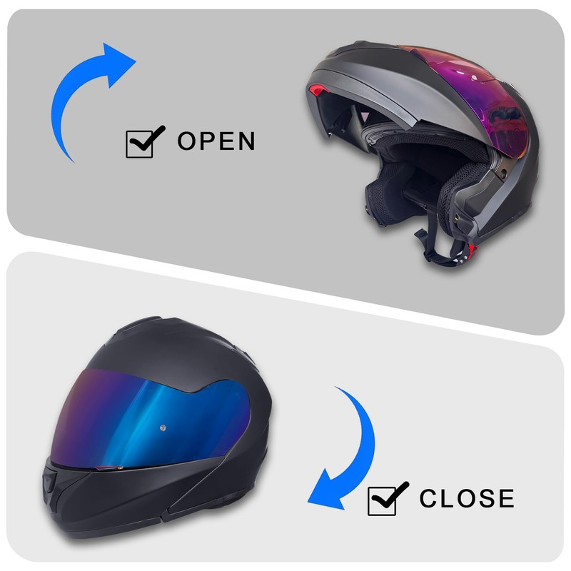 KRN Adult Modular Flip-up Motorcycle Helmet - DOT Approved Street