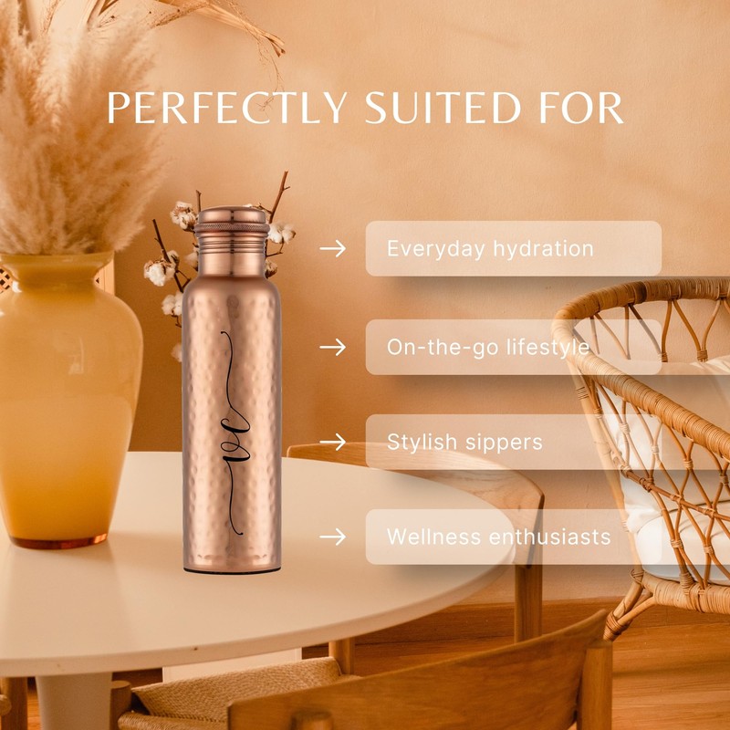 Pure Copper Water Bottle - 32 oz - Handcrafted BPA