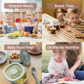 Moonkie Silicone Baby Food Containers | 8 oz Baby Food Jars with Airtight Lids and A Snack Lid | Snack Containers for Kids and Toddler | BPA Free | Freezer & Dishwasher Safe | 6 Pack