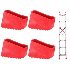 4 x Ladder Feet, Replacement Feet for Ladders, Rubber Feet for Ladders, Protective Caps for Ladders, Rubber Stoppers for Ladders, Gas-Proof Hold, for Ladders (Red)