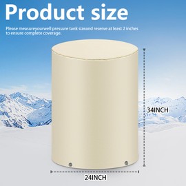 Nkiy Quen 3-Layer Round Water Pressure Tank Cover-24"Dia x 34"H Insulated Well Pump Cover-600D Well Pressure Tank Cover for Winter Protection Outdoor Yard Freeze Proof