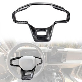 Wheel Steering Trim Panel Cover Trims Compatible with Ford Bronco 2021 2022 2023 2024 2025 2/4 Door, ABS Carbon Fiber Pattern Steering Wheel Panel Accent Cover (Not fit for Bronco Sport)