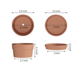 Fcacti 3.5 Inch Terracotta Shallow Succulent Pot - 12 Pack Small Terra Cotta Clay Pots with Saucer, Cacuts Terra-Cotta Indoor and Outdoor Planters with Drainage Hole