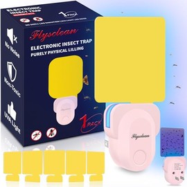 Flying Insect Trap Plug-in, Indoor Mosquito & Gnat Killer, Safe Non-Toxic UV Light Fly Catcher, Night Light Bug Trap with Sticky Pad for Flies, Gnats, Moths (1 Pack, Light Pink)