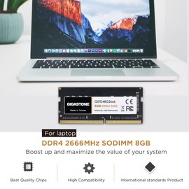 【DDR4 RAM】 GIGASTONE 32GB Kit (4x8GB) DDR4 2666MHz (2400MHz or 2133MHz) PC4-21300 (PC4-19200/17000) CL19 1.2V SODIMM 260 Pin Unbuffered Non ECC High Performance Notebook Laptop Memory Upgrade