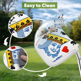 Golf Putter Cover Poker Diamond King Mallet Putter Headcovers with Magnetic Closure Leather Golf Club Covers for All Brand (for Mallet)
