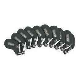 Pro-Tekt Neoprene 10 Piece Velcro Golf Club Iron Headcover Set – Right Handed, Black/Silver, ZHCPTNDS