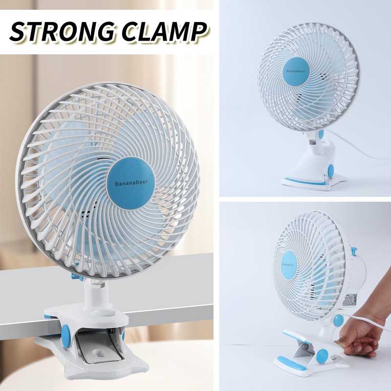 BananaDeer Oscillating Clip on Fan 9-Inch With Remote control, Portable